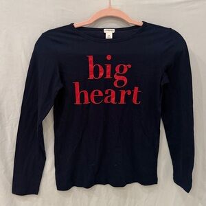 Crewcuts Jcrew Big Heart navy t shirt size 10 NWT